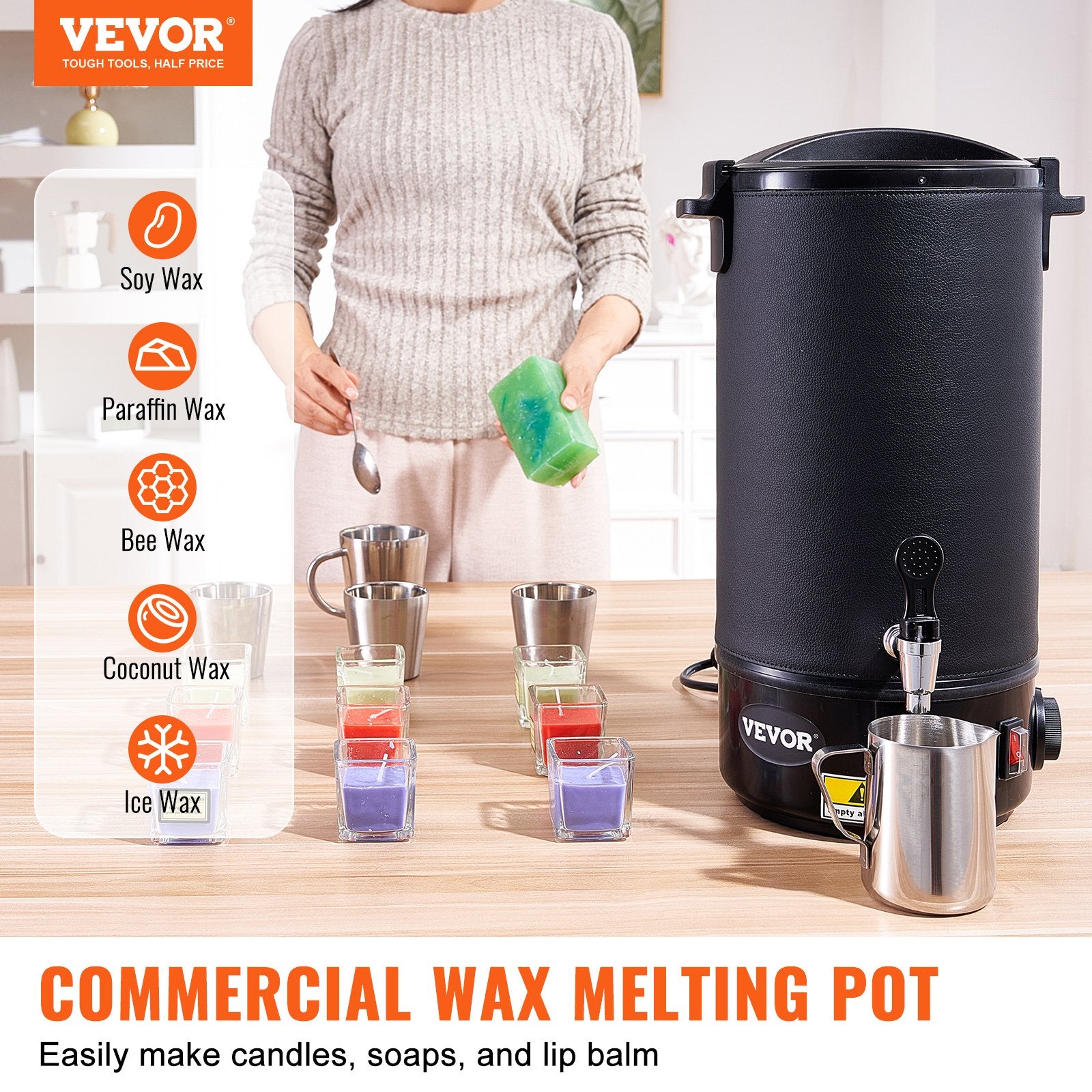 Candle Accessories: VEVOR Wax Melter for Candle Making 10Liter Electric Pot Commercial or Home Use