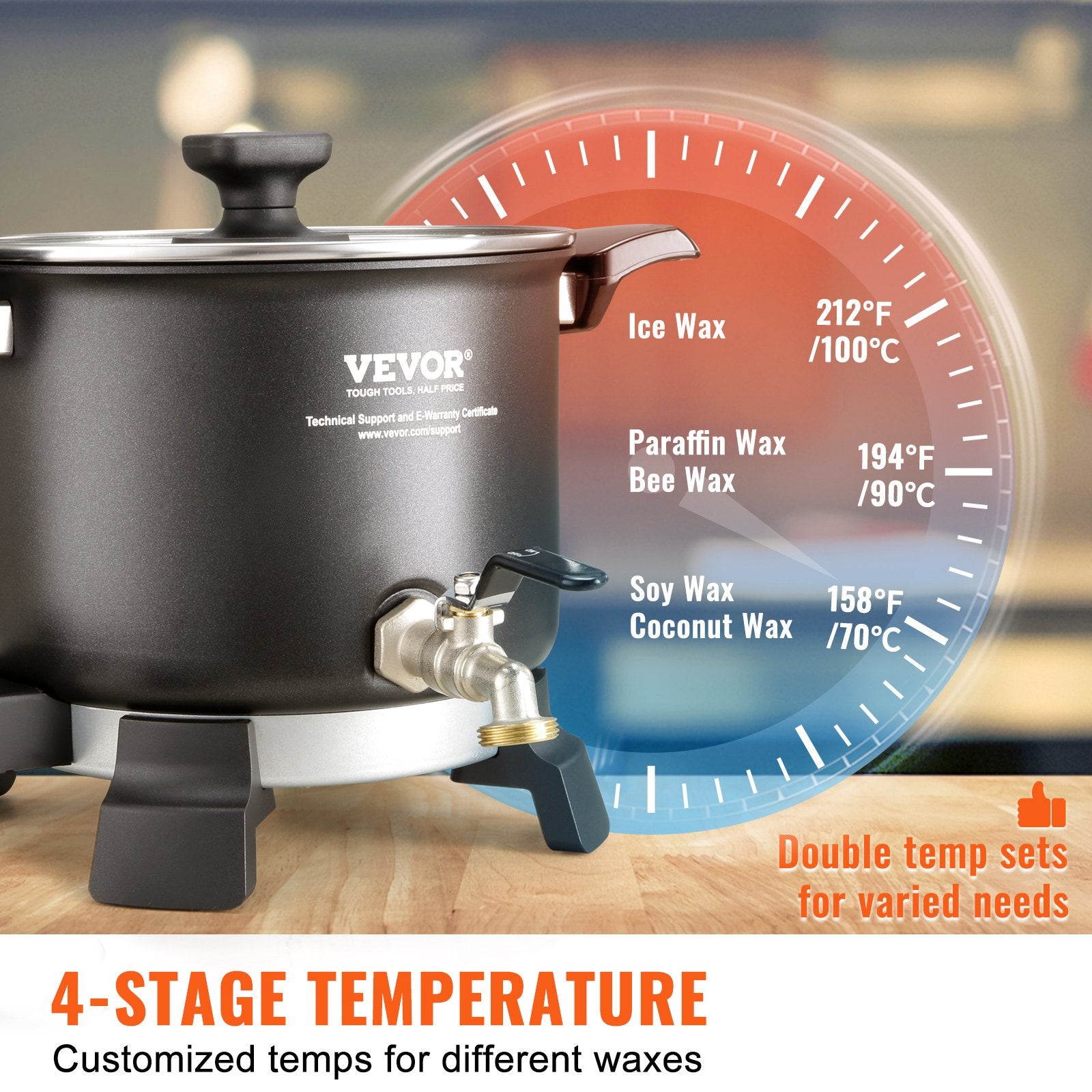 Candle Accessories: VEVOR Wax Melter for Candle Making, 5 Liter Large Electric Wax Melting Pot Easy Pour Spout, 4-level Temperature Control, Easy Clean for Candle Soap Cream Beauty Bulk Production Business or Home