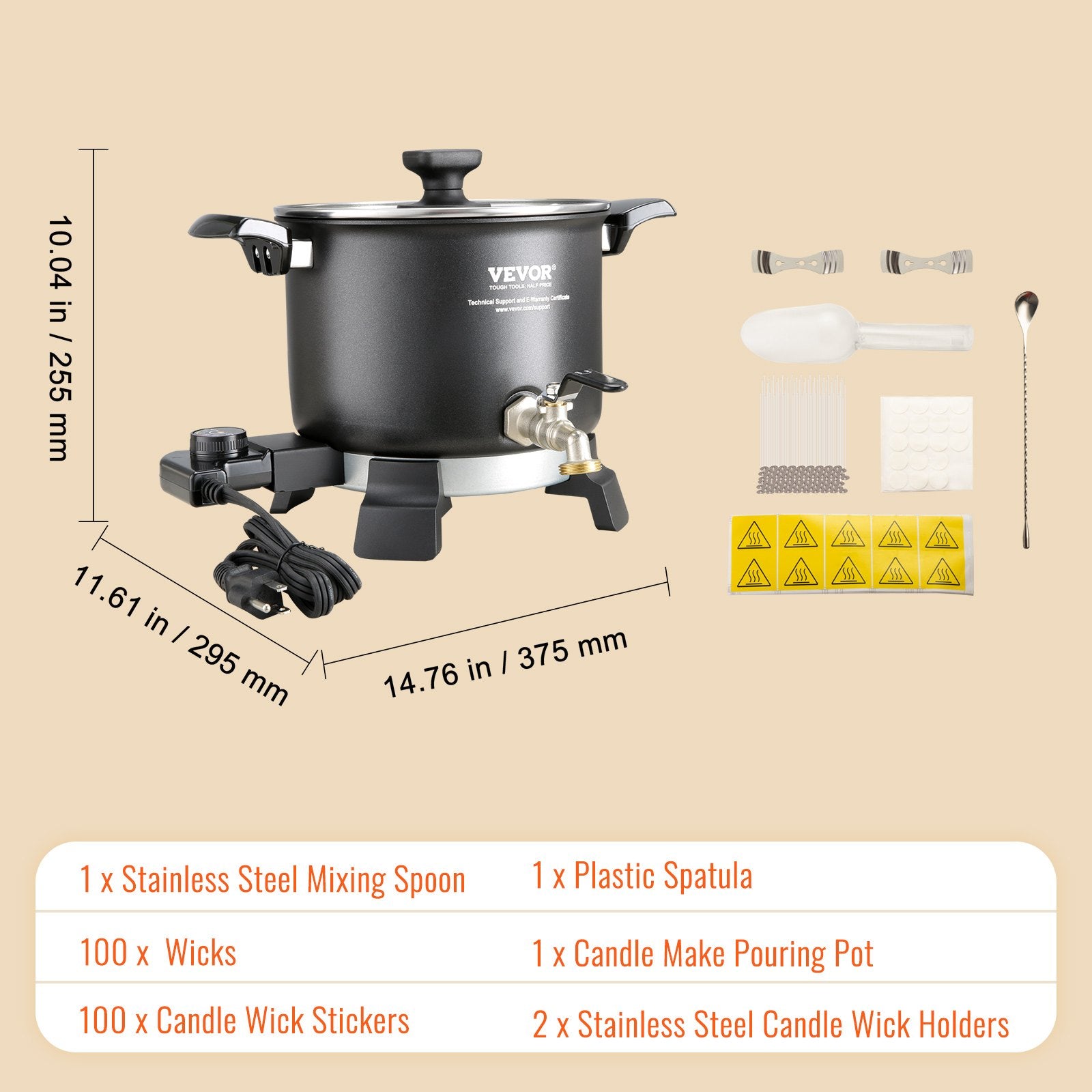 Candle Accessories: VEVOR Wax Melter for Candle Making, 5 Liter Large Electric Wax Melting Pot Easy Pour Spout, 4-level Temperature Control, Easy Clean for Candle Soap Cream Beauty Bulk Production Business or Home