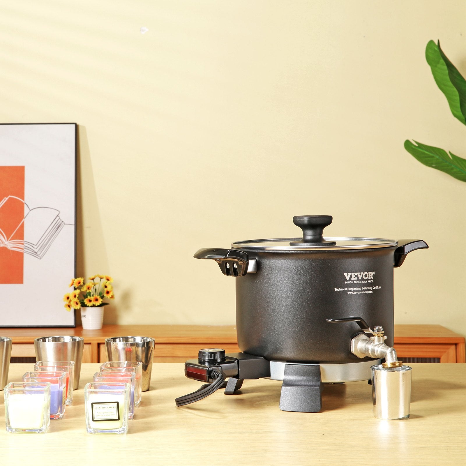 Candle Accessories: VEVOR Wax Melter for Candle Making, 5 Liter Large Electric Wax Melting Pot Easy Pour Spout, 4-level Temperature Control, Easy Clean for Candle Soap Cream Beauty Bulk Production Business or Home