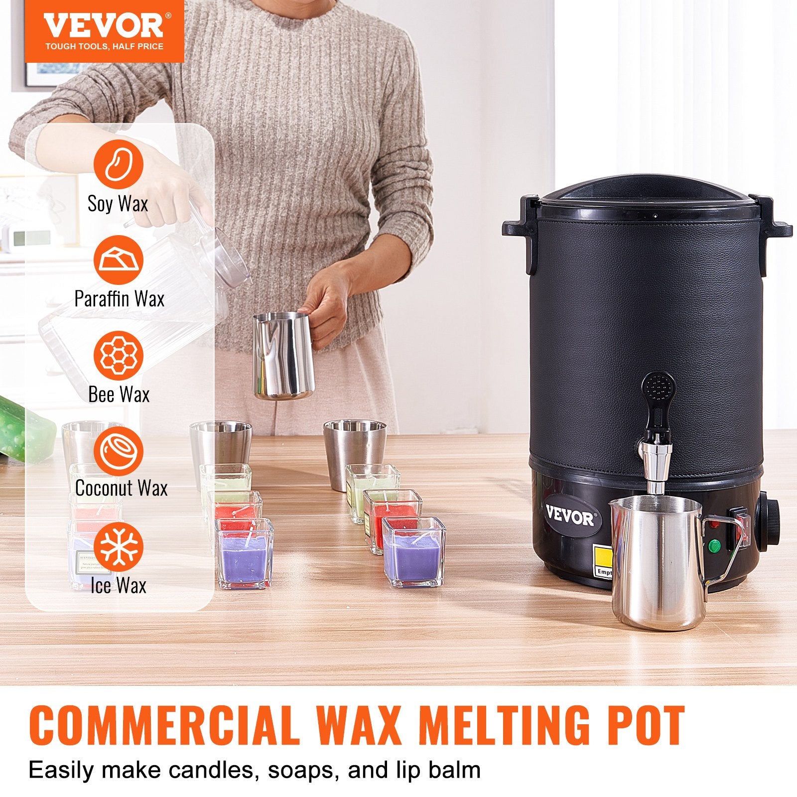 Candle Accessories: VEVOR Wax Melter for Candle Making 6.5Liter Electric Pot Commercial or Home Use