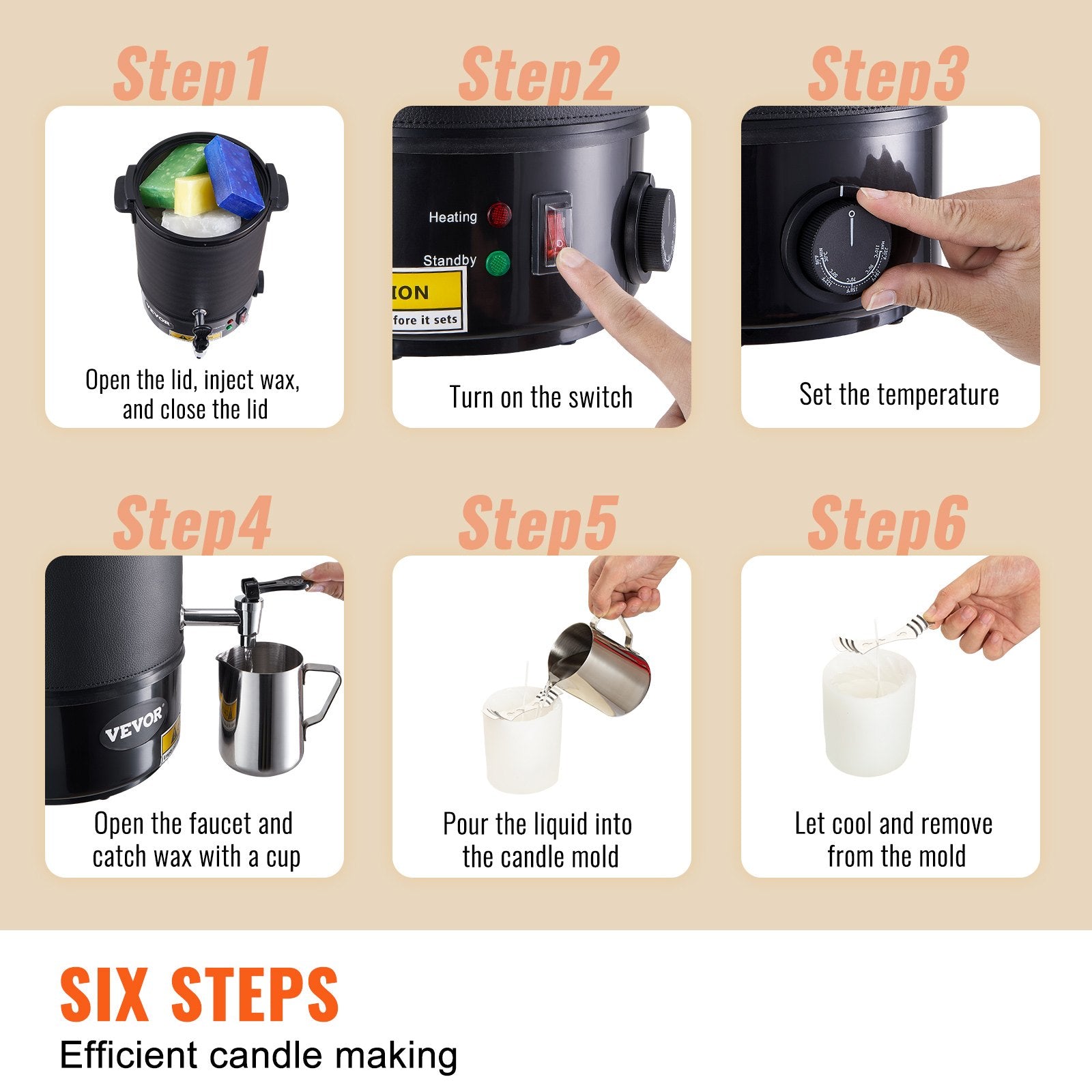 Candle Accessories: VEVOR Wax Melter for Candle Making 6.5Liter Electric Pot Commercial or Home Use