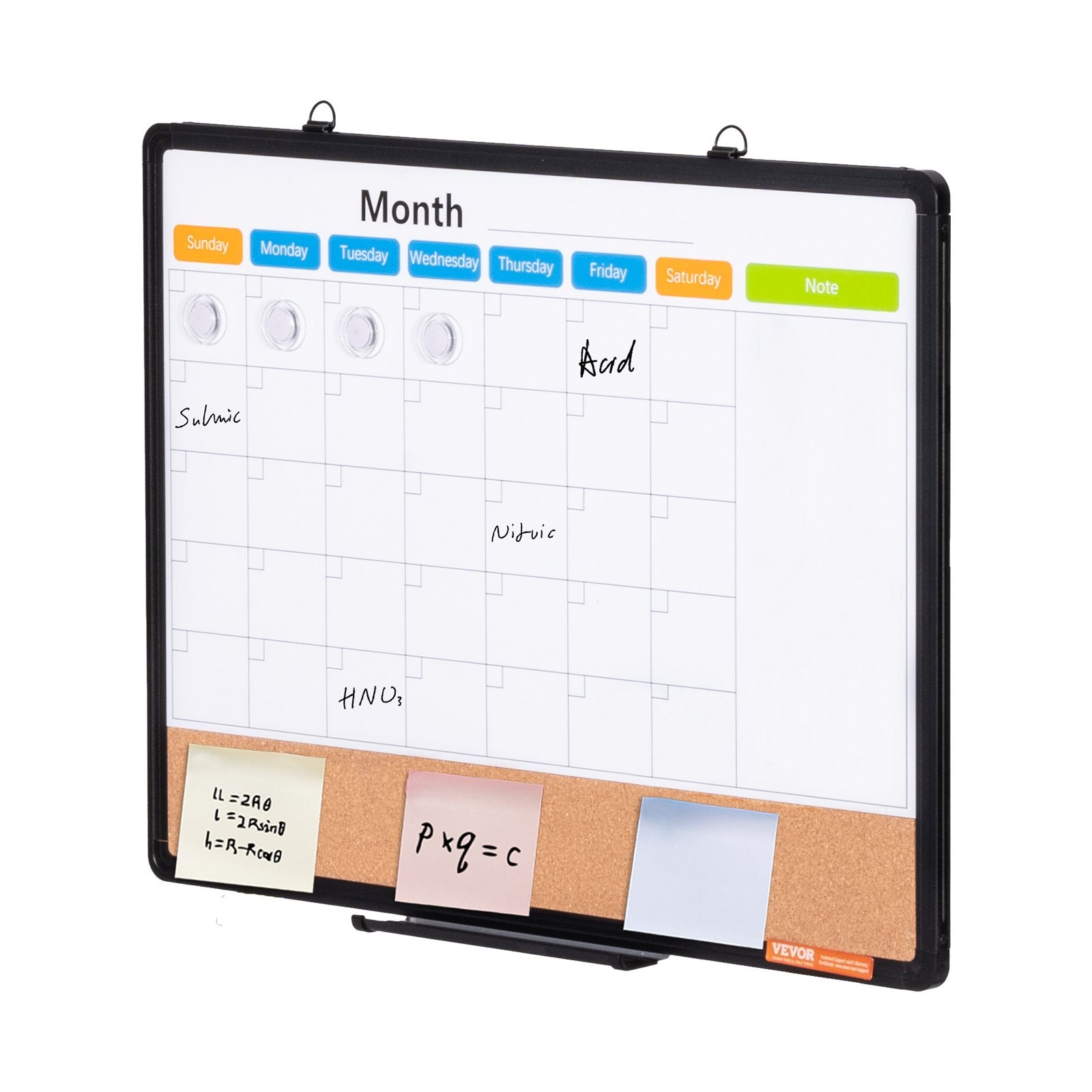 Building Toys: VEVOR 24"x 18" Monthly Calendar Whiteboard & Cork Board Combo with Aluminum Frame  2-in-1 Magnetic Dry Erase Bulletin Board for Wall Mount  Ideal for School, Home, Office