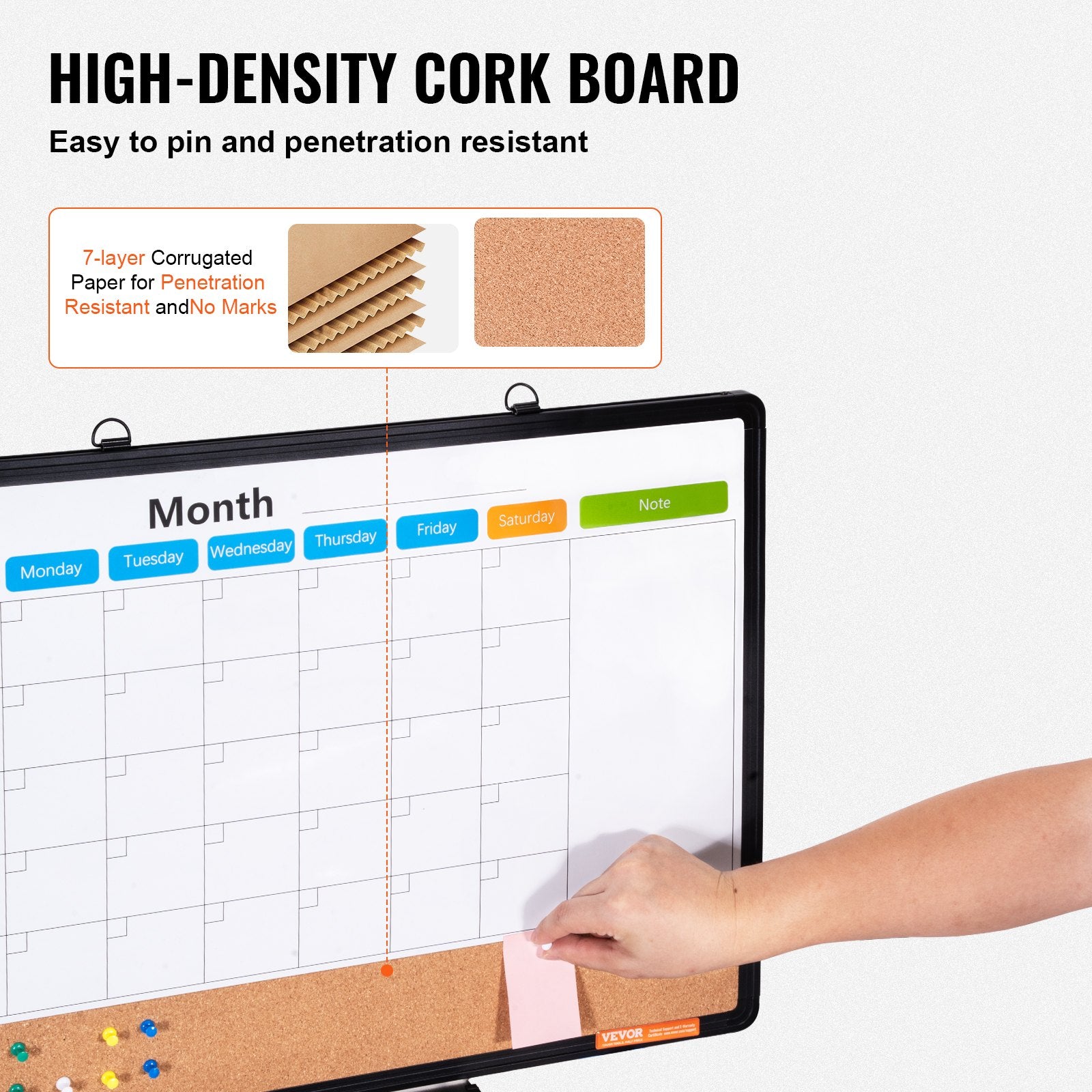 Building Toys: VEVOR 24"x 18" Monthly Calendar Whiteboard & Cork Board Combo with Aluminum Frame  2-in-1 Magnetic Dry Erase Bulletin Board for Wall Mount  Ideal for School, Home, Office