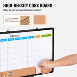 Building Toys: VEVOR 24"x 18" Monthly Calendar Whiteboard & Cork Board Combo with Aluminum Frame  2-in-1 Magnetic Dry Erase Bulletin Board for Wall Mount  Ideal for School, Home, Office