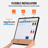 Building Toys: VEVOR 24"x 18" Monthly Calendar Whiteboard & Cork Board Combo with Aluminum Frame  2-in-1 Magnetic Dry Erase Bulletin Board for Wall Mount  Ideal for School, Home, Office