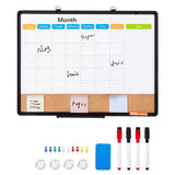 Building Toys: VEVOR 24"x 18" Monthly Calendar Whiteboard & Cork Board Combo with Aluminum Frame  2-in-1 Magnetic Dry Erase Bulletin Board for Wall Mount  Ideal for School, Home, Office