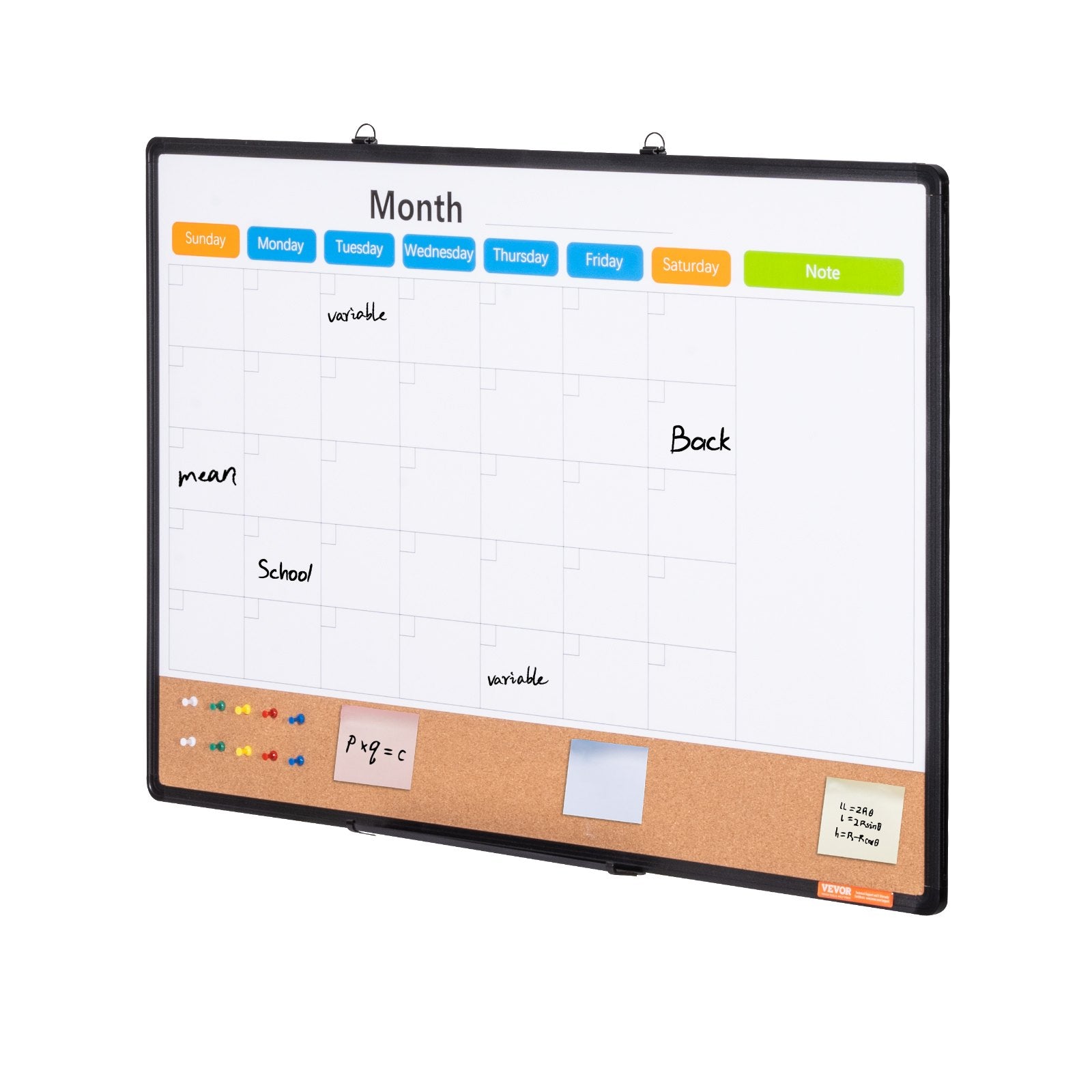 Building Toys: VEVOR 36"x 24" Monthly Calendar Whiteboard & Cork Board Combo with Aluminum Frame  2-in-1 Magnetic Dry Erase Bulletin Board for Wall Mount  Ideal for School, Home, Office