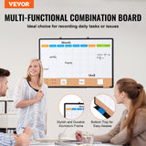 Building Toys: VEVOR 36"x 24" Monthly Calendar Whiteboard & Cork Board Combo with Aluminum Frame  2-in-1 Magnetic Dry Erase Bulletin Board for Wall Mount  Ideal for School, Home, Office
