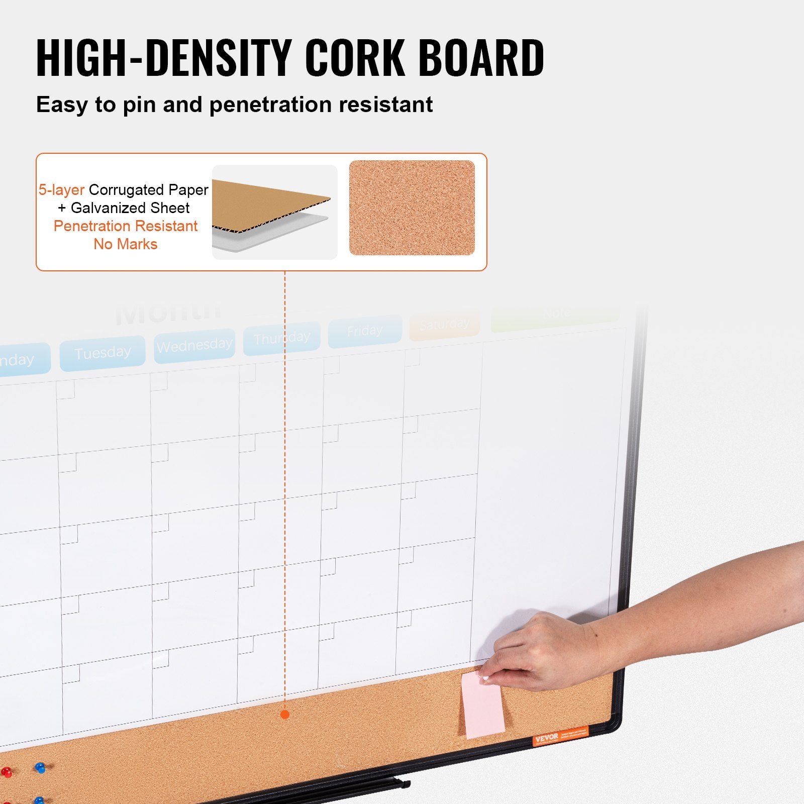 Building Toys: VEVOR 36"x 24" Monthly Calendar Whiteboard & Cork Board Combo with Aluminum Frame  2-in-1 Magnetic Dry Erase Bulletin Board for Wall Mount  Ideal for School, Home, Office