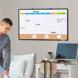 Building Toys: VEVOR 36"x 24" Monthly Calendar Whiteboard & Cork Board Combo with Aluminum Frame  2-in-1 Magnetic Dry Erase Bulletin Board for Wall Mount  Ideal for School, Home, Office