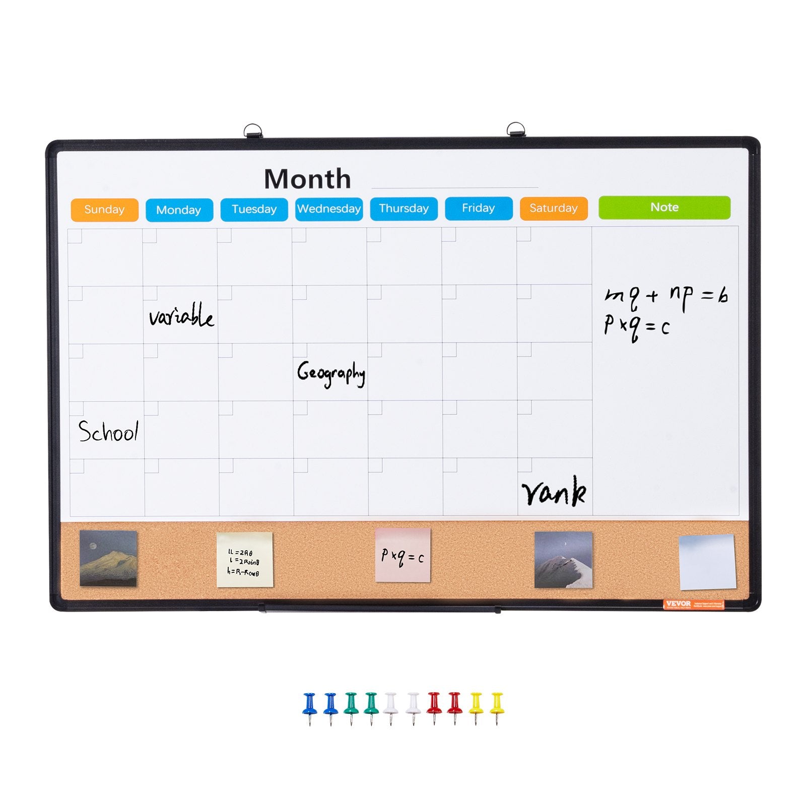 Building Toys: VEVOR 36"x 24" Monthly Calendar Whiteboard & Cork Board Combo with Aluminum Frame  2-in-1 Magnetic Dry Erase Bulletin Board for Wall Mount  Ideal for School, Home, Office