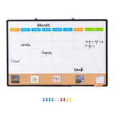 Building Toys: VEVOR 36"x 24" Monthly Calendar Whiteboard & Cork Board Combo with Aluminum Frame  2-in-1 Magnetic Dry Erase Bulletin Board for Wall Mount  Ideal for School, Home, Office