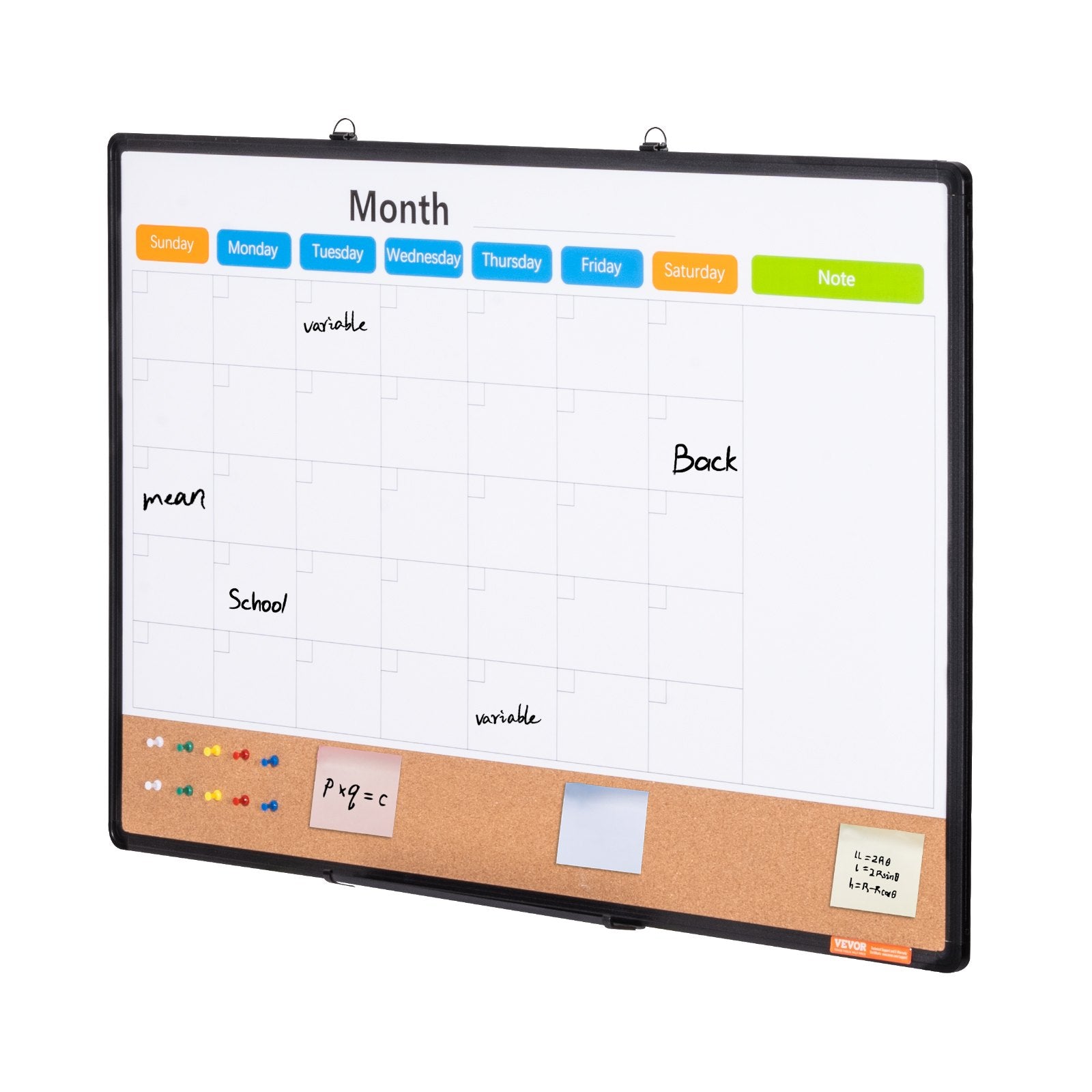 Building Toys: VEVOR 36"x 24" Monthly Calendar Whiteboard & Cork Board Combo with Aluminum Frame  2-in-1 Magnetic Dry Erase Bulletin Board for Wall Mount  Ideal for School, Home, Office