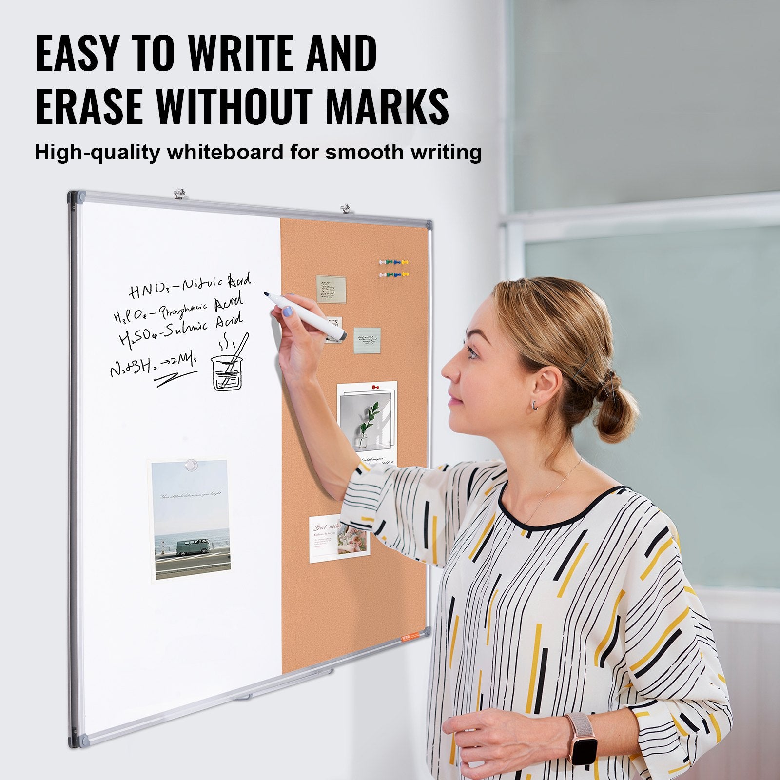 Audio Accessories: VEVOR 48"x 36" Whiteboard & Cork Board Combo with Aluminum Frame  2-in-1 Magnetic Dry Erase Bulletin Board for Wall Mount  Ideal for School, Home, Office