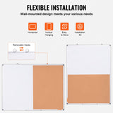 Audio Accessories: VEVOR 48"x 36" Whiteboard & Cork Board Combo with Aluminum Frame  2-in-1 Magnetic Dry Erase Bulletin Board for Wall Mount  Ideal for School, Home, Office