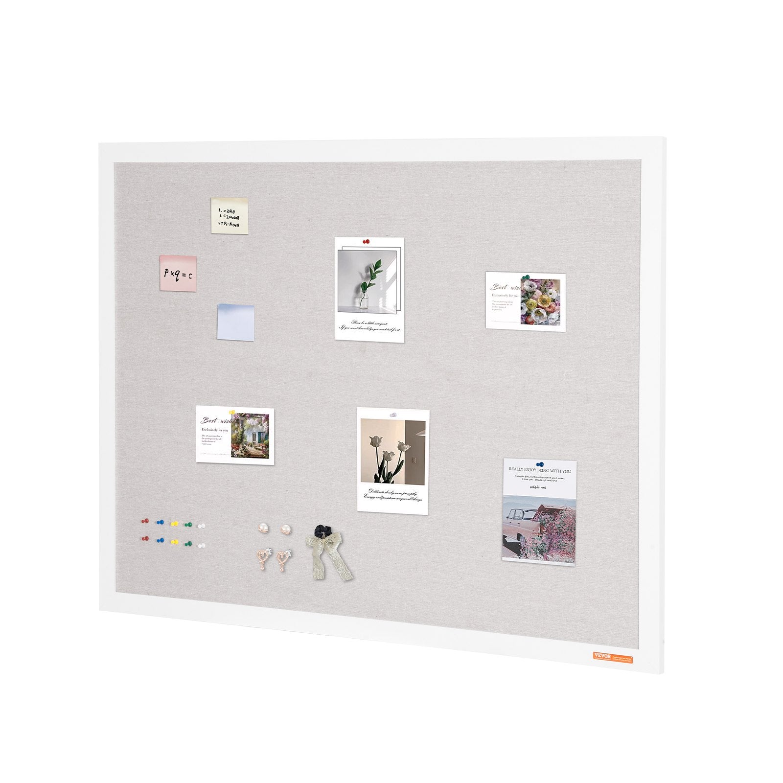 Coat Racks: VEVOR 48"x36" White Cork Board with Linen Surface  Stylish Wall-Mounted Bulletin Board for Home, School, Office  Elegant & Functional Noticeboard