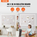 Coat Racks: VEVOR 48"x36" White Cork Board with Linen Surface  Stylish Wall-Mounted Bulletin Board for Home, School, Office  Elegant & Functional Noticeboard