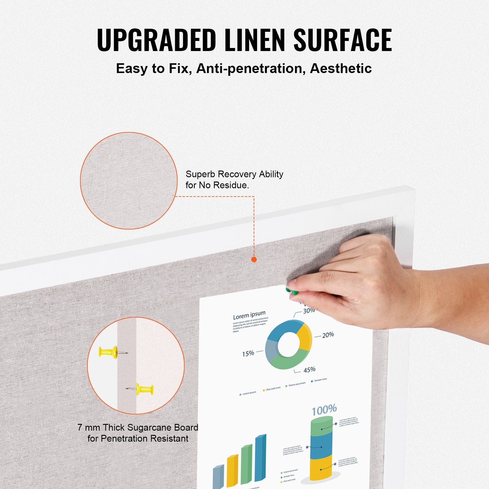 Coat Racks: VEVOR 48"x36" White Cork Board with Linen Surface  Stylish Wall-Mounted Bulletin Board for Home, School, Office  Elegant & Functional Noticeboard