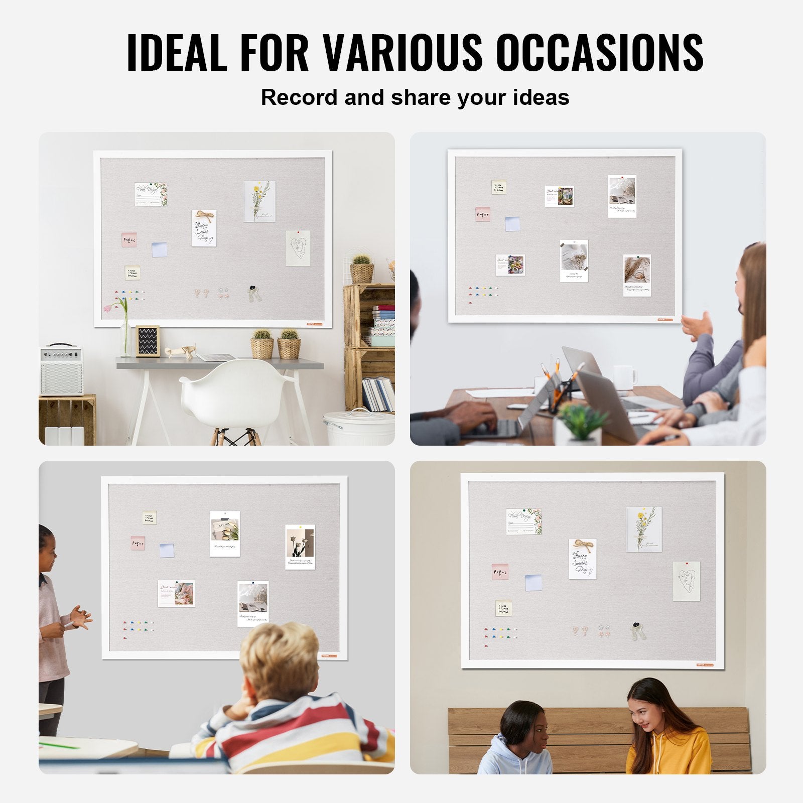 Coat Racks: VEVOR 48"x36" White Cork Board with Linen Surface  Stylish Wall-Mounted Bulletin Board for Home, School, Office  Elegant & Functional Noticeboard