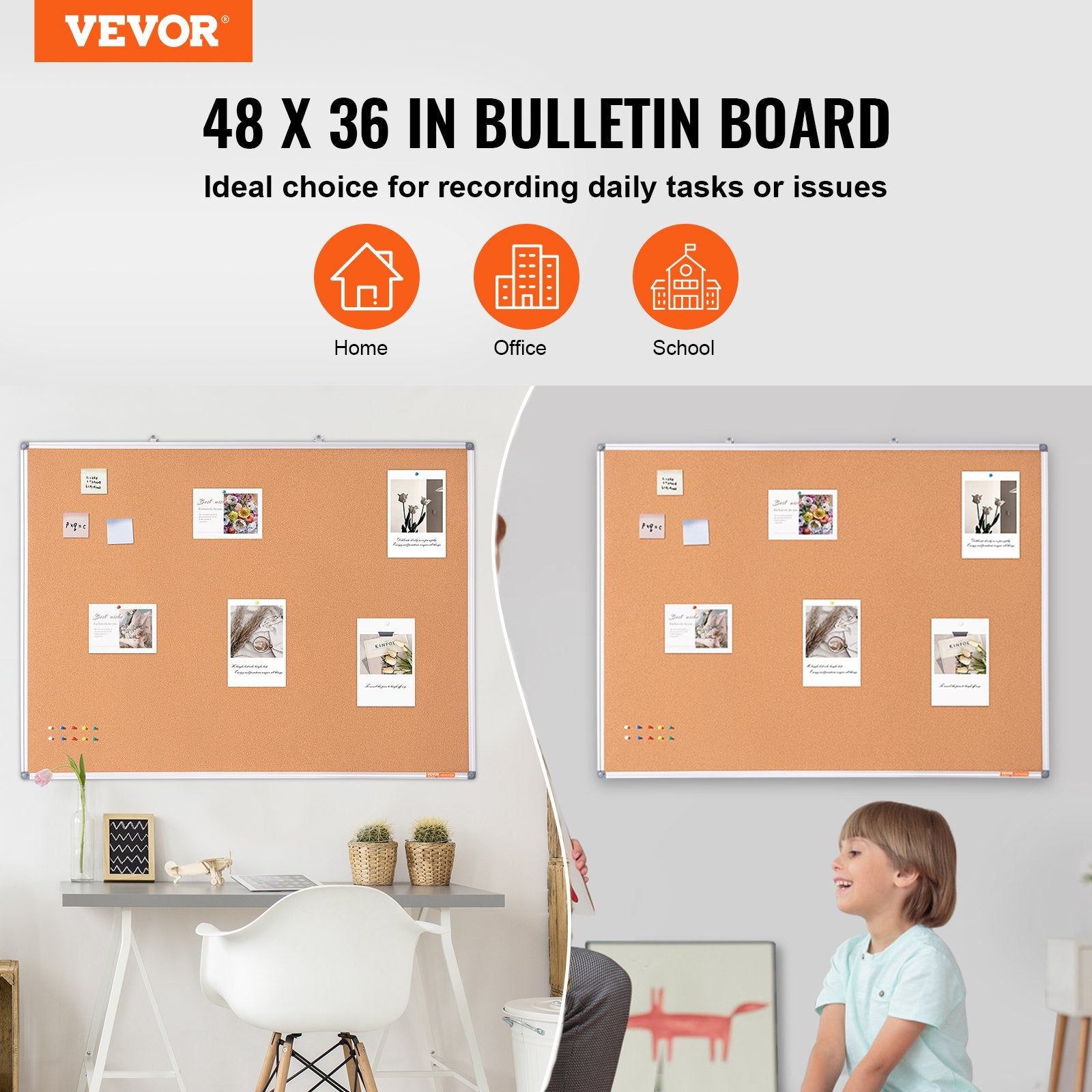 Building Toys: VEVOR 48"x36" Large Cork Board  Wall-Mounted Bulletin Board with Pin Board  Perfect for School, Home, Office