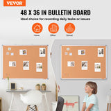 Building Toys: VEVOR 48"x36" Large Cork Board  Wall-Mounted Bulletin Board with Pin Board  Perfect for School, Home, Office