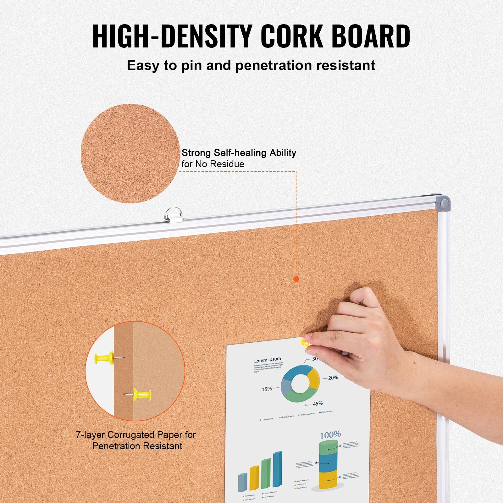 Building Toys: VEVOR 48"x36" Large Cork Board  Wall-Mounted Bulletin Board with Pin Board  Perfect for School, Home, Office