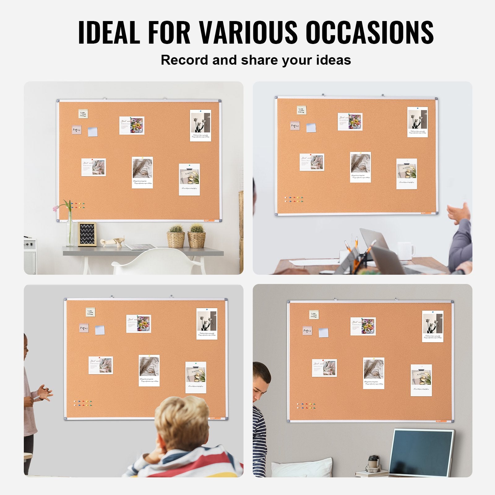 Building Toys: VEVOR 48"x36" Large Cork Board  Wall-Mounted Bulletin Board with Pin Board  Perfect for School, Home, Office