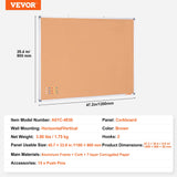 Building Toys: VEVOR 48"x36" Large Cork Board  Wall-Mounted Bulletin Board with Pin Board  Perfect for School, Home, Office