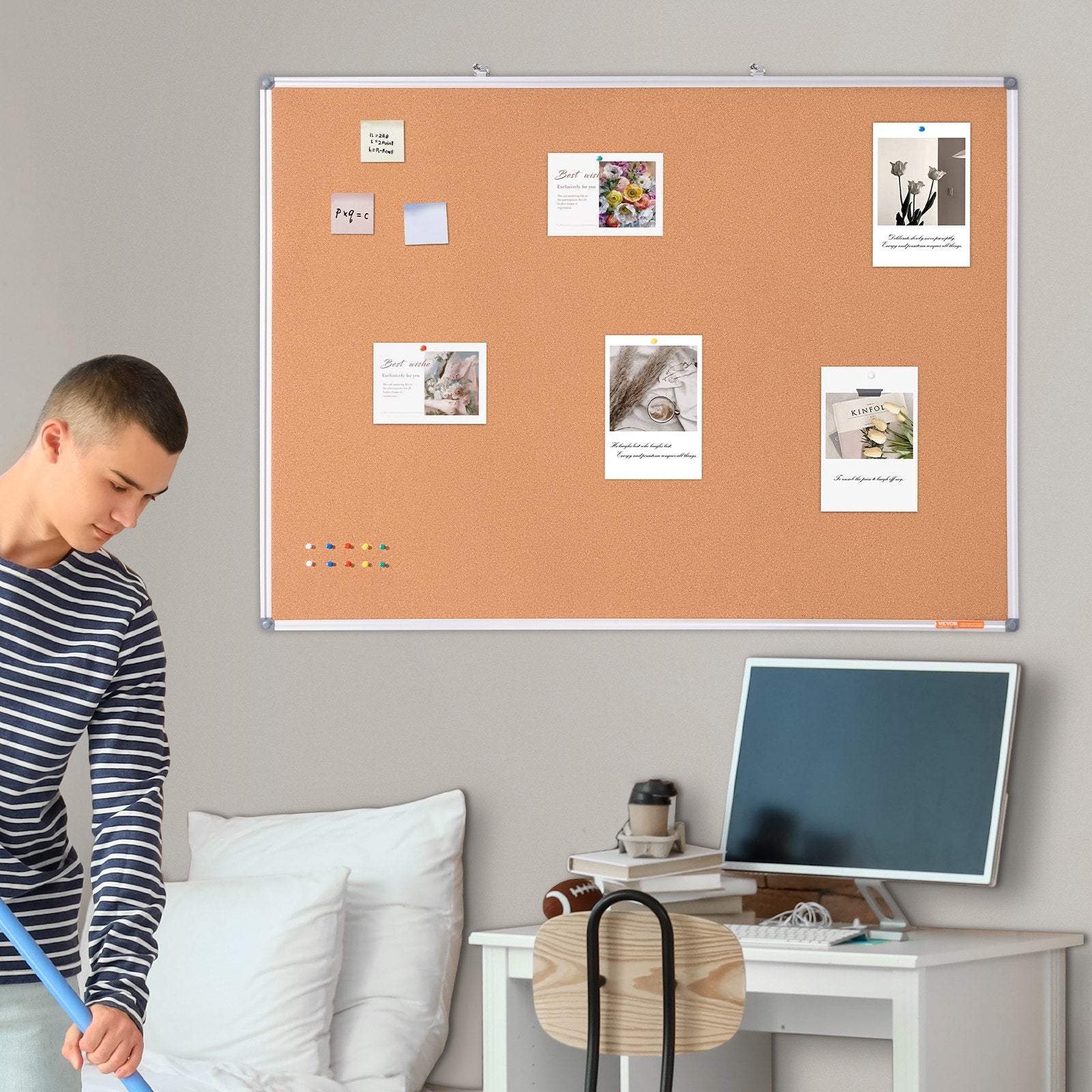Building Toys: VEVOR 48"x36" Large Cork Board  Wall-Mounted Bulletin Board with Pin Board  Perfect for School, Home, Office