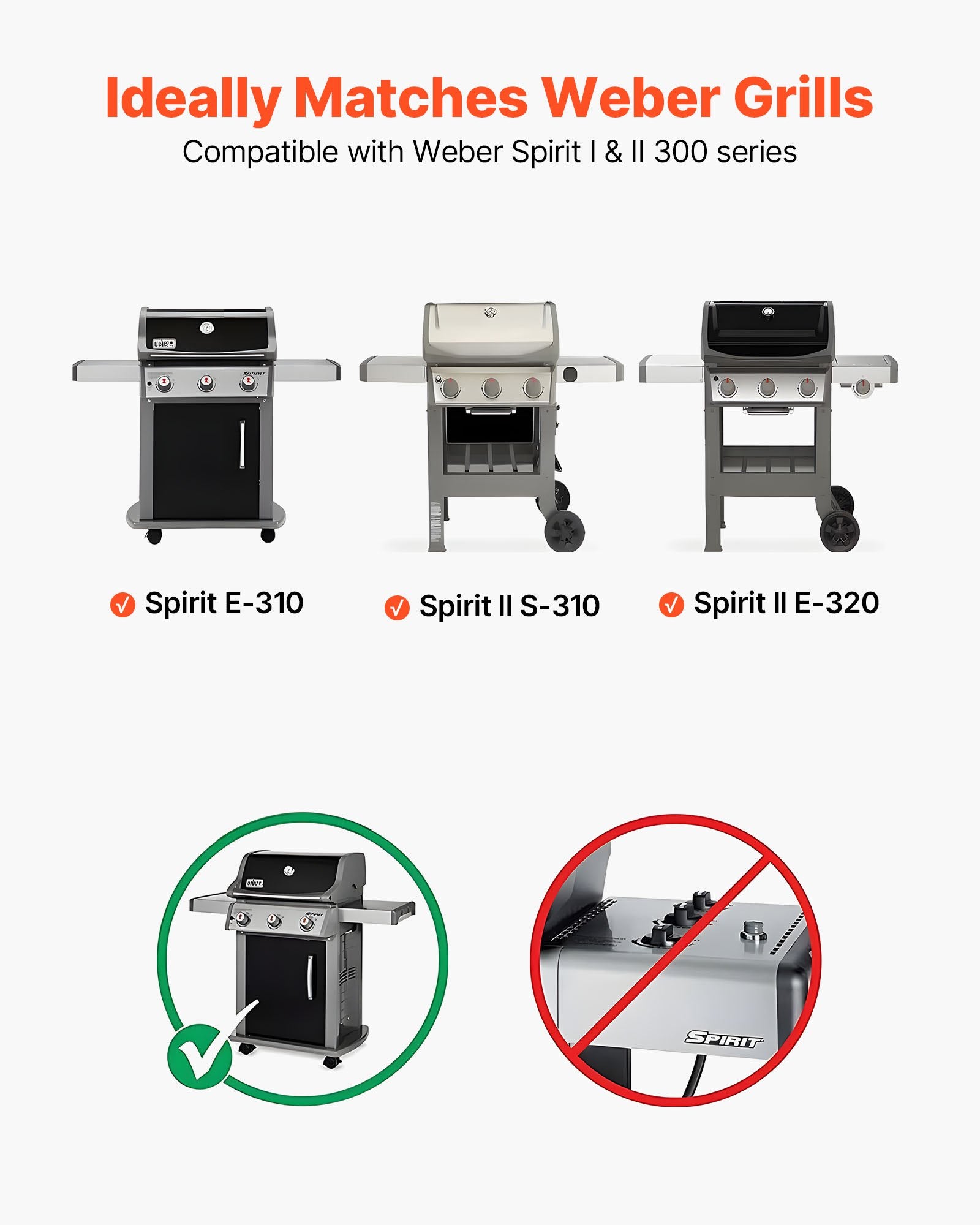 BBQs & Accessories: VEVOR Flavorizer Bars, 39cm Grill Replacement Part, for Weber Spirit I & II 300 Series Grills, Including Spirit E-310, ll S-310, ll E-320, Porcelain-enameled Steel Thicker Heat Plate, 5 Pack