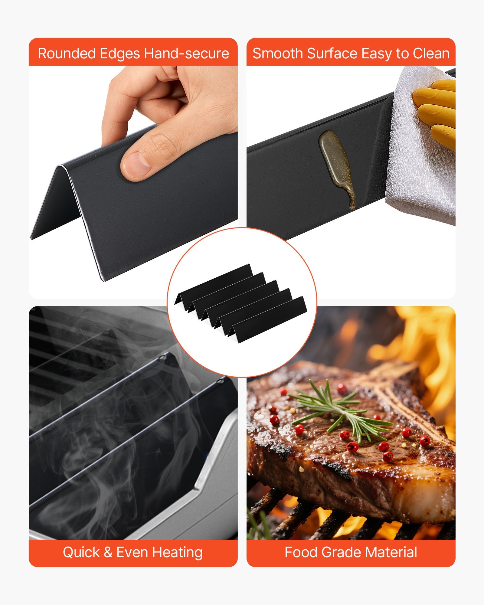 BBQs & Accessories: VEVOR Flavorizer Bars, 39cm Grill Replacement Part, for Weber Spirit I & II 300 Series Grills, Including Spirit E-310, ll S-310, ll E-320, Porcelain-enameled Steel Thicker Heat Plate, 5 Pack