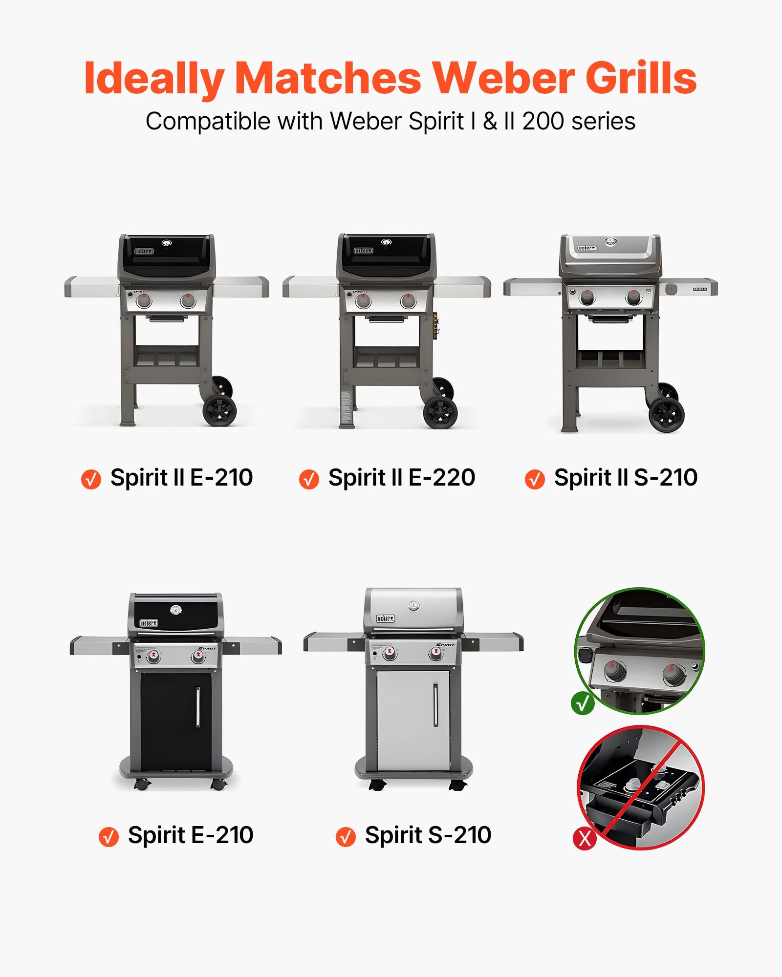 BBQs & Accessories: VEVOR Flavorizer Bars, 39cm Grill Replacement Part, for Weber Spirit I & II 200 Series Grills, Including Spirit ll E-210, ll E-220, ll S-210, E-210, S-210, Porcelain-enameled Steel Heat Plate, 3 Pack