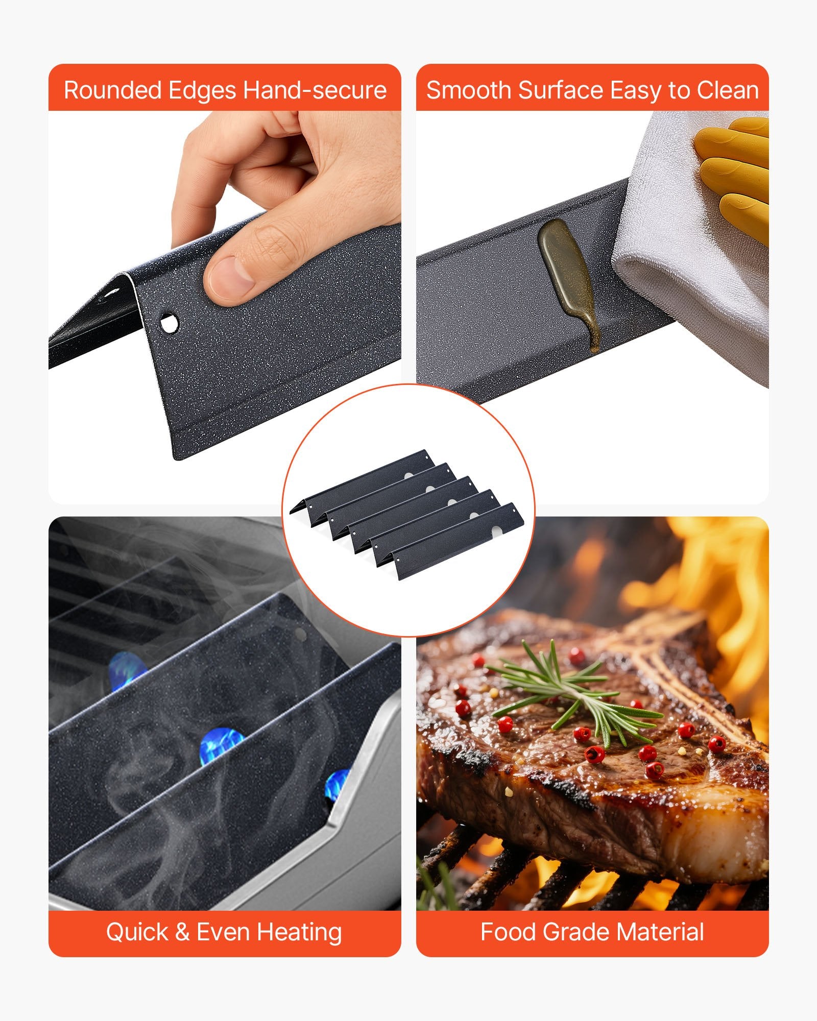 BBQs & Accessories: VEVOR Flavorizer Bars, 44cm Grill Replacement Part, for Weber Genesis ll 310 315 335 340, E/S 325s, ES/SX 325s, E/S 335, EX/SX/EPX-335 Grills, Porcelain-enameled Steel Thicker Heat Plate, 5 Pack