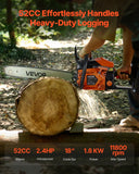 Chainsaws: VEVOR 52cc Gas Chainsaw 1.8 kW Gas Powered 455 mm Chainsaw For Wood Cutting
