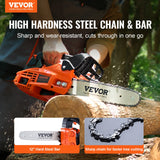 Chainsaws: VEVOR 25.4CC 304.8mm Gasoline Chainsaw Powered Wood Cutting Engine Gas Chain Saw