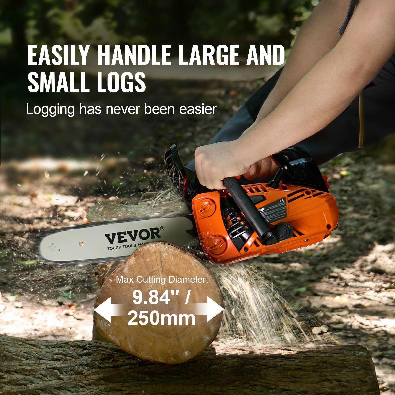Chainsaws: VEVOR 25.4CC 304.8mm Gasoline Chainsaw Powered Wood Cutting Engine Gas Chain Saw