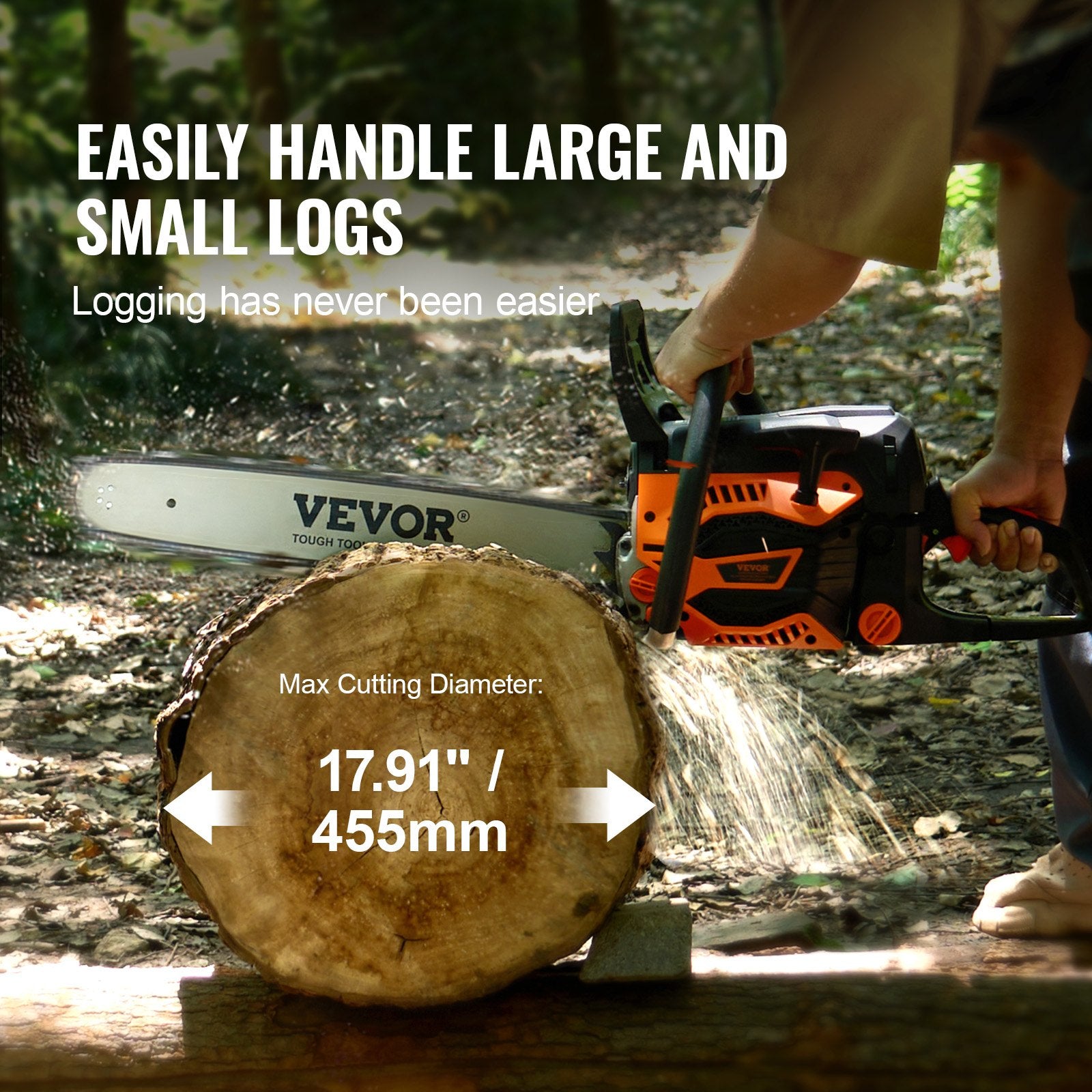 Chainsaws: VEVOR 58CC 508mm Gasoline Chainsaw Gas Powered Wood Cutting Engine Gas Chain Saw