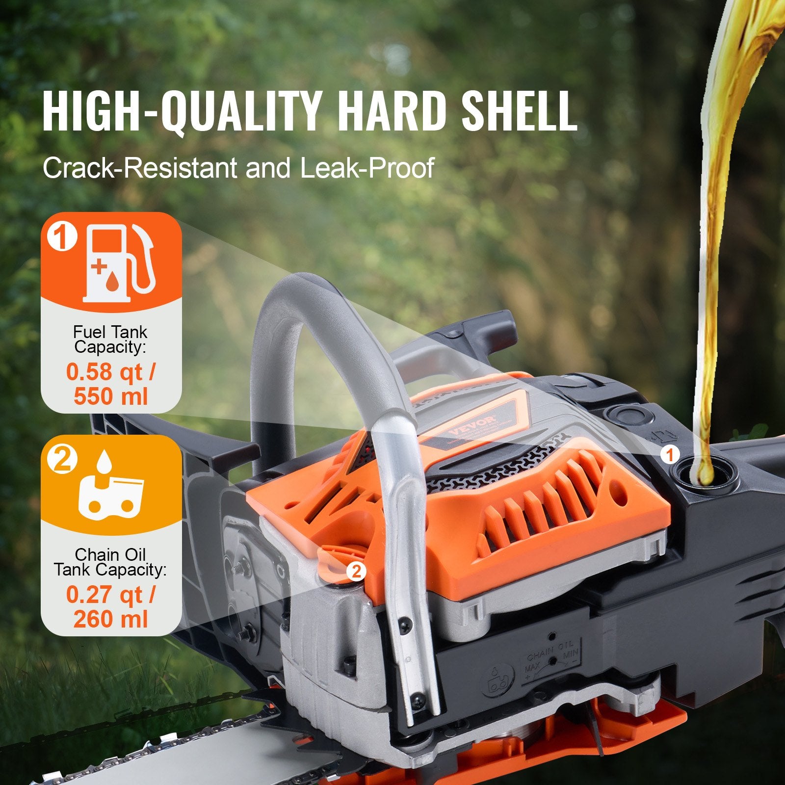 Chainsaws: VEVOR 58CC 508mm Gasoline Chainsaw Gas Powered Wood Cutting Engine Gas Chain Saw