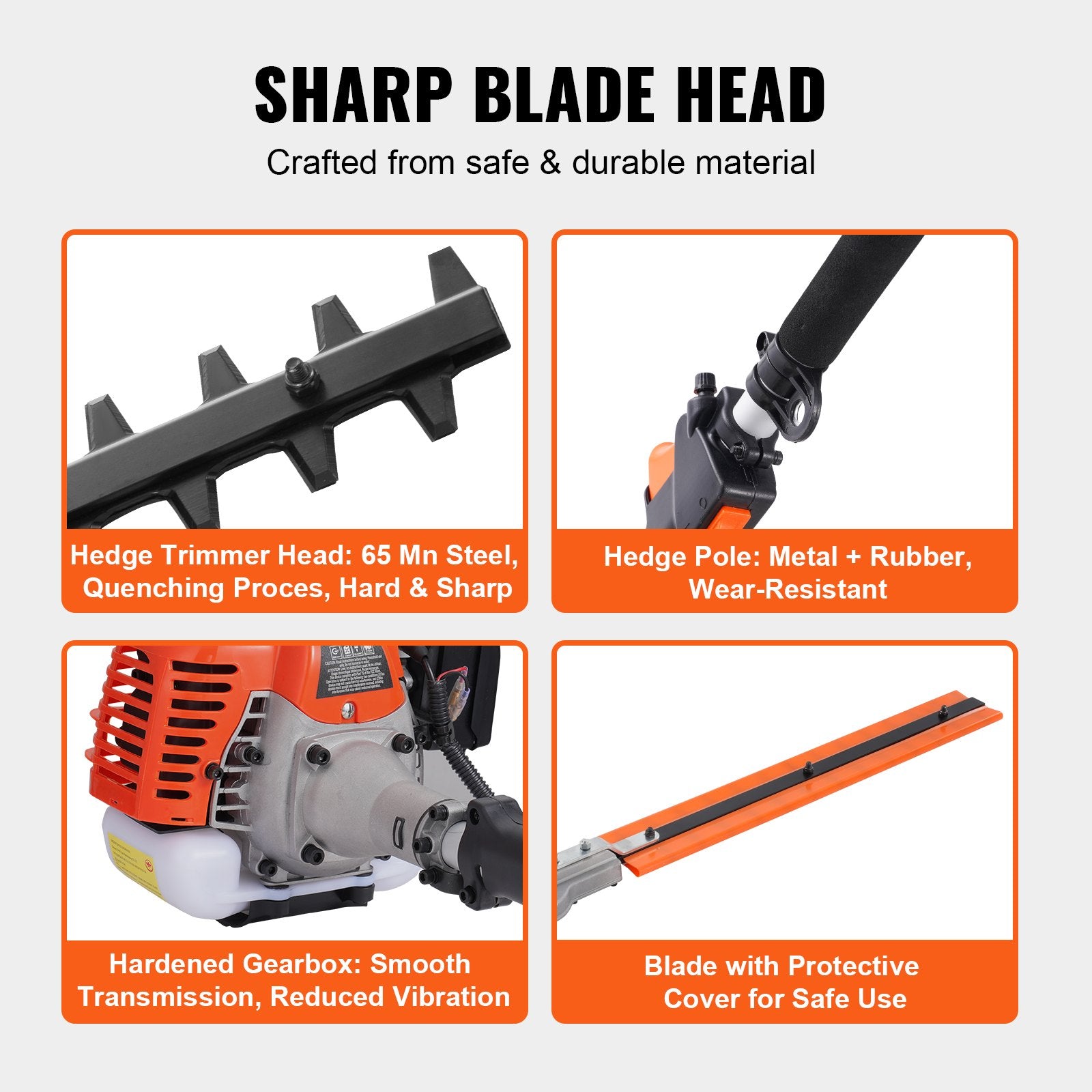 Chainsaws: VEVOR 15.7-inch 26CC 2 Cycle Gas Hedge Trimmer, Gas Powered Pole Hedge Trimmer with Dual Sided Dual Action Blade, Adjustable Trimmer Head, Suitable for Trimming Shrubs, Bushes