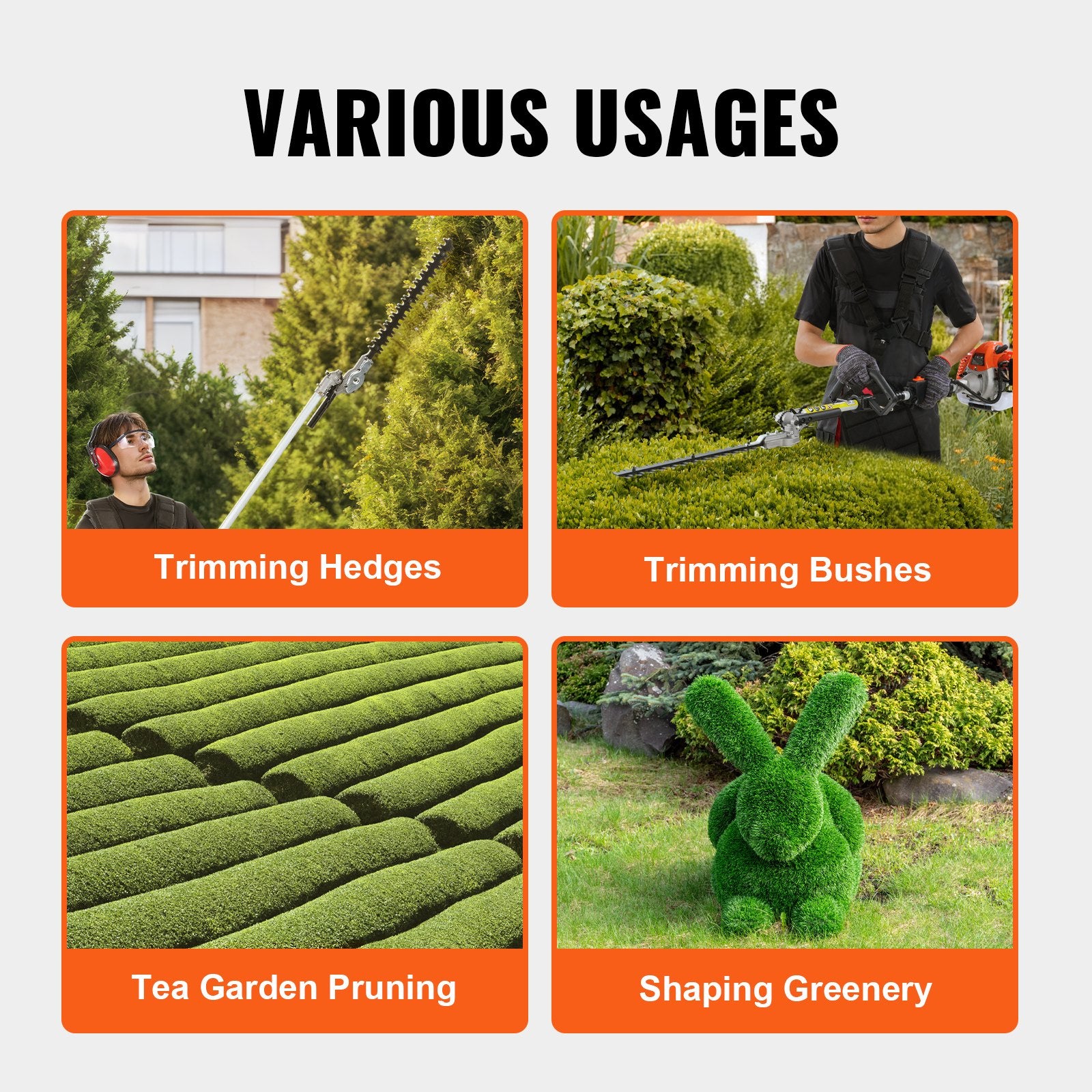 Chainsaws: VEVOR 15.7-inch 26CC 2 Cycle Gas Hedge Trimmer, Gas Powered Pole Hedge Trimmer with Dual Sided Dual Action Blade, Adjustable Trimmer Head, Suitable for Trimming Shrubs, Bushes