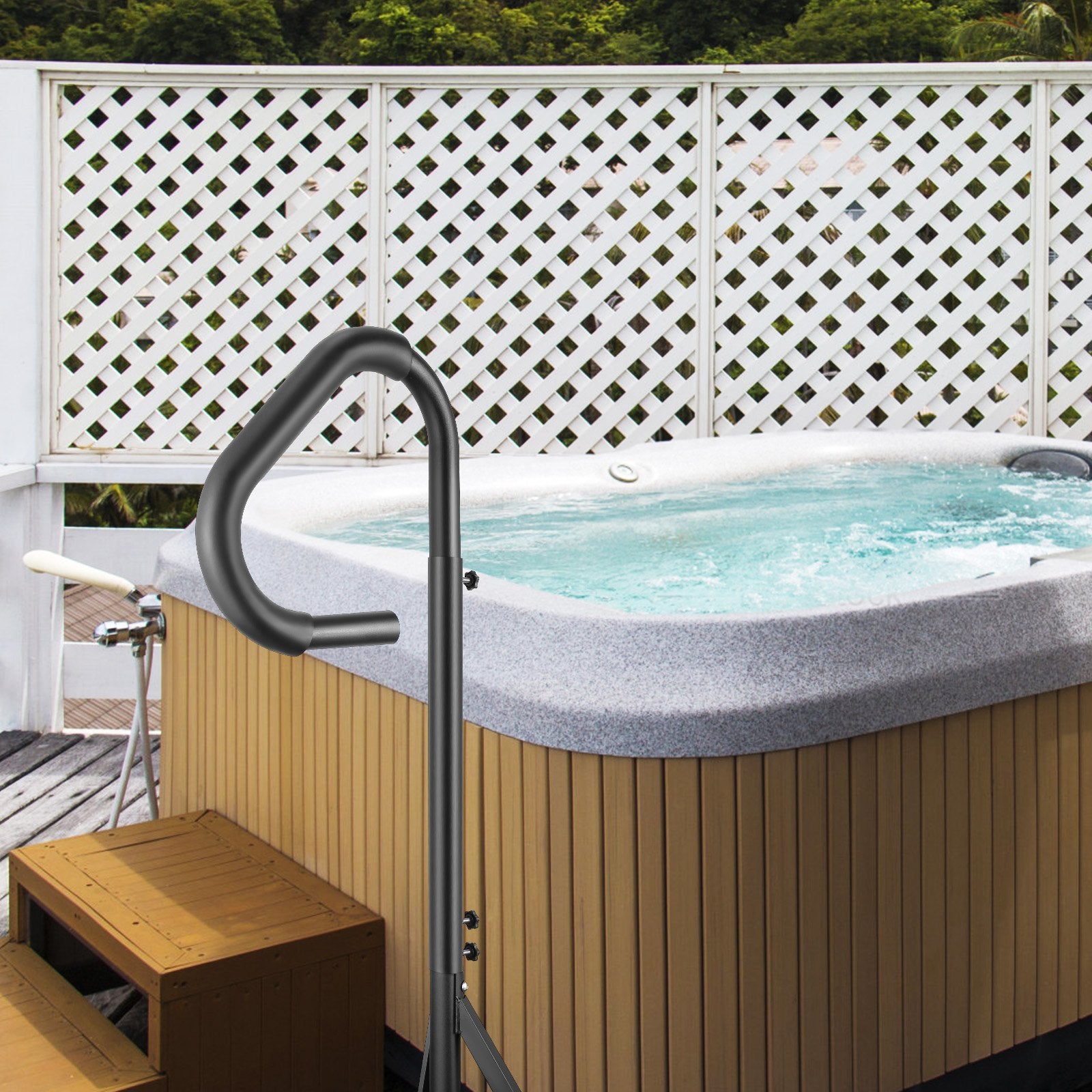 Portable Solar Panels: VEVOR Hot Tub Handrail, 360 Rotatable Spa Side Handrail with 48"-63" Adjustable Height, Rust-proof Aluminum Spa Step Hot Tub Hand Rail with Slide-Under Mount Base for Indoor & Outdoor, 600LBS Capacity