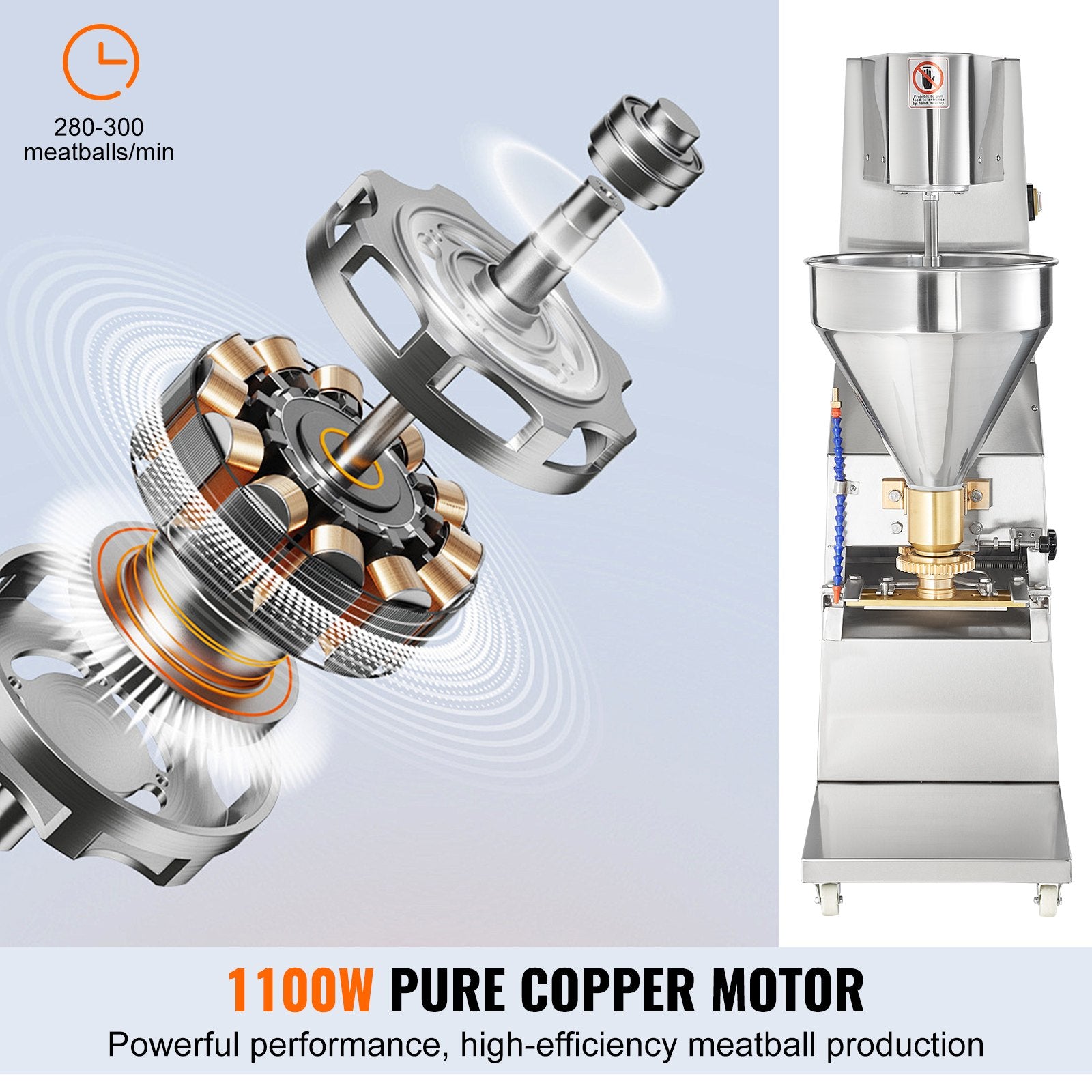 Basketball & Basketball Accessories: VEVOR Commercial Meatball Forming Machine, 280 PCs/min Automatic Meatball Maker, 1100W Electric Fish Beef Pork Shrimp Ball Making Tool, Stainless Steel Meatball Former with 18/20/22/26/30/32 mm Models
