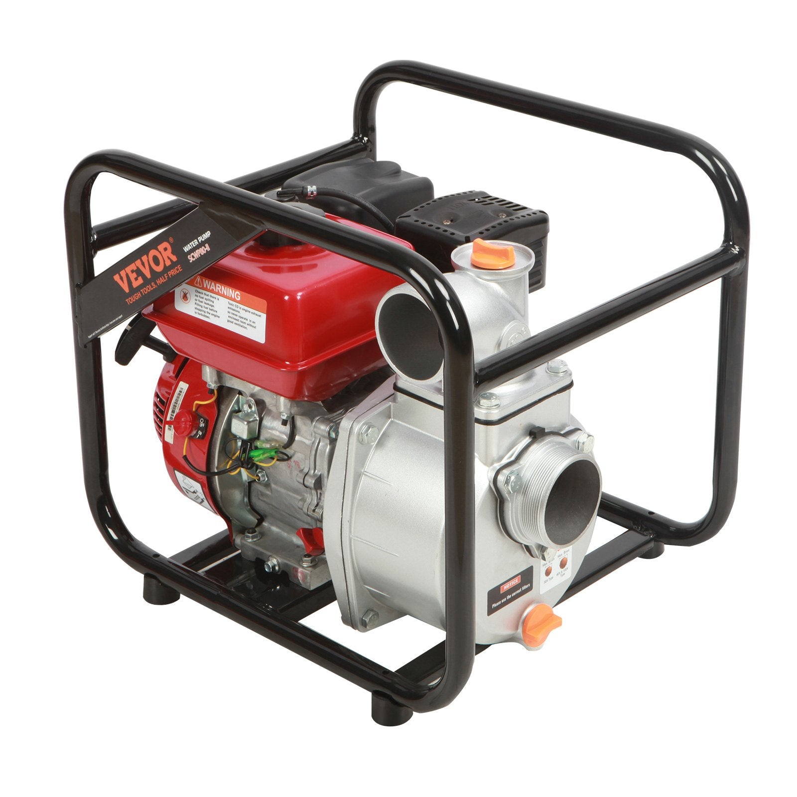 Gardening Tools: VEVOR Gasoline Engine Water Pump, 80 mm, 7HP 265 GPM, 43 m Lift, 7 m Suction, 4-Stroke Gas Powered Trash Water Transfer Pump Portable High Pressure with 25ft Hose for Irrigation Pool, EPA Certified