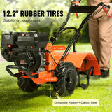 Gardening Tools: VEVOR Tiller Cultivator Gas Powered, 212CC 4-Stroke Garden Cultivator, Tiller with 4 Steel Adjustable Rear Tines for Lawn, Garden and Field Soil Cultivation