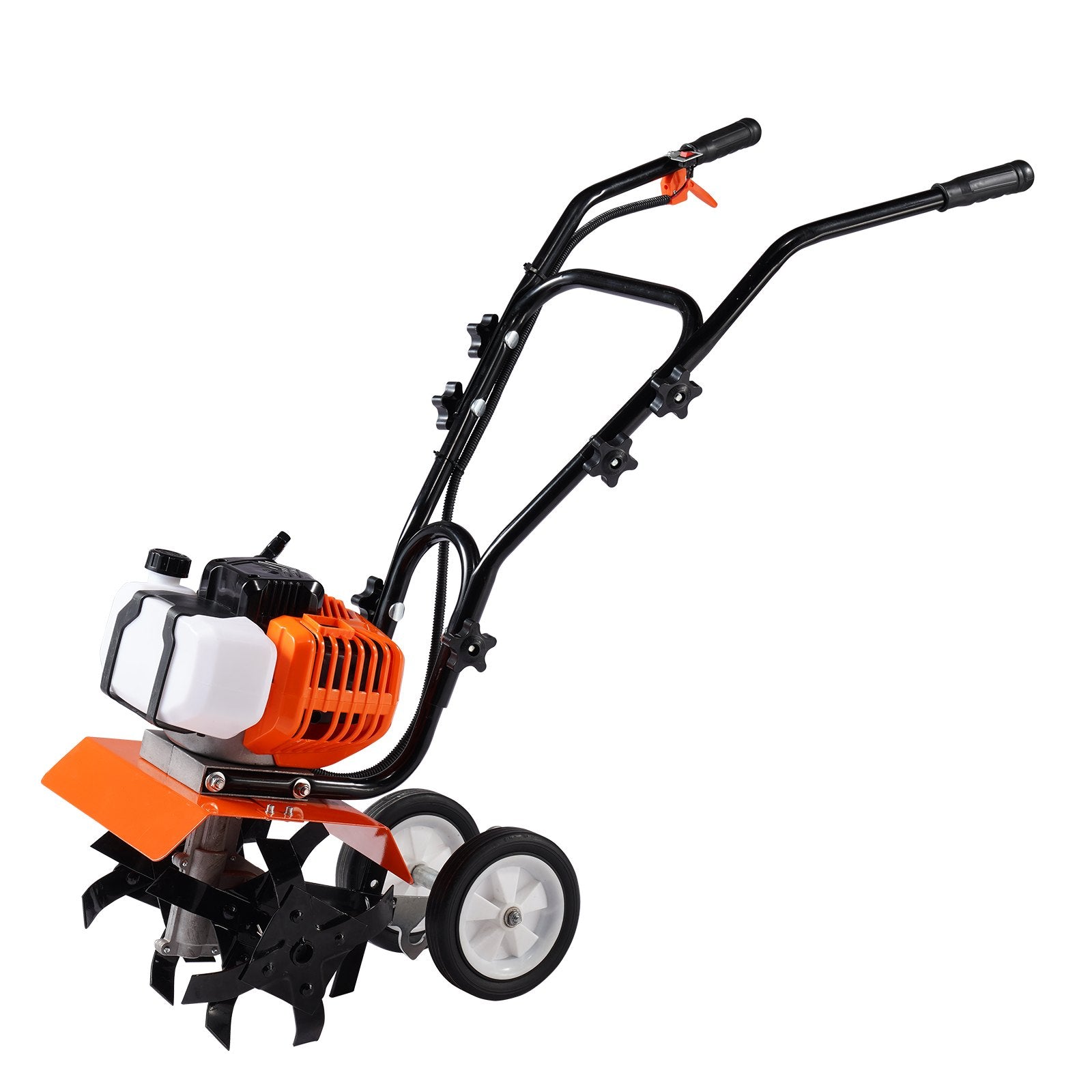 Gardening Tools: VEVOR Tiller Cultivator Gas Powered, 43CC 2-Stroke Garden Cultivator, Tiller with 4 Steel Adjustable Front Tines for Lawn, Garden and Field Soil Cultivation
