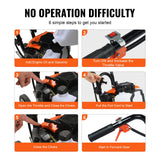 Gardening Tools: VEVOR Tiller Cultivator Gas Powered, 43CC 2-Stroke Garden Cultivator, Tiller with 4 Steel Adjustable Front Tines for Lawn, Garden and Field Soil Cultivation