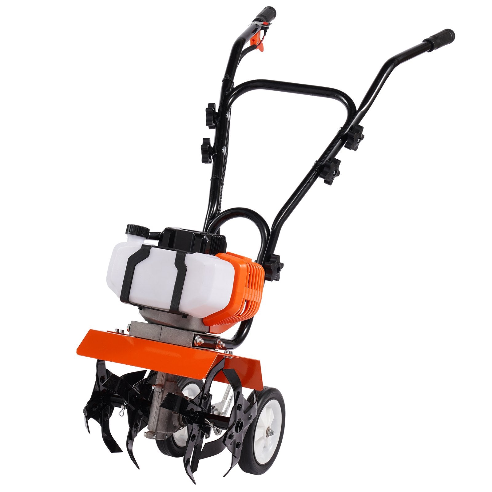 Gardening Tools: VEVOR Tiller Cultivator Gas Powered, 43CC 2-Stroke Garden Cultivator, Tiller with 4 Steel Adjustable Front Tines for Lawn, Garden and Field Soil Cultivation