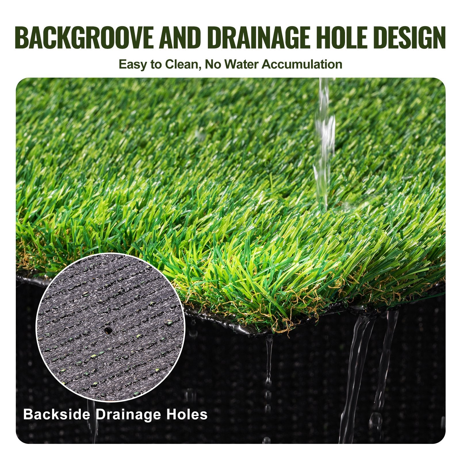 Outdoor Power Equipment: VEVOR Artifical Grass, 3 x 5 ft Rug Green Turf, 1.38" Fake Door Mat Outdoor Patio Lawn Decoration, Easy to Clean with Drainage Holes, Perfect For Multi-Purpose Home Indoor Entryway Scraper Dog Mats