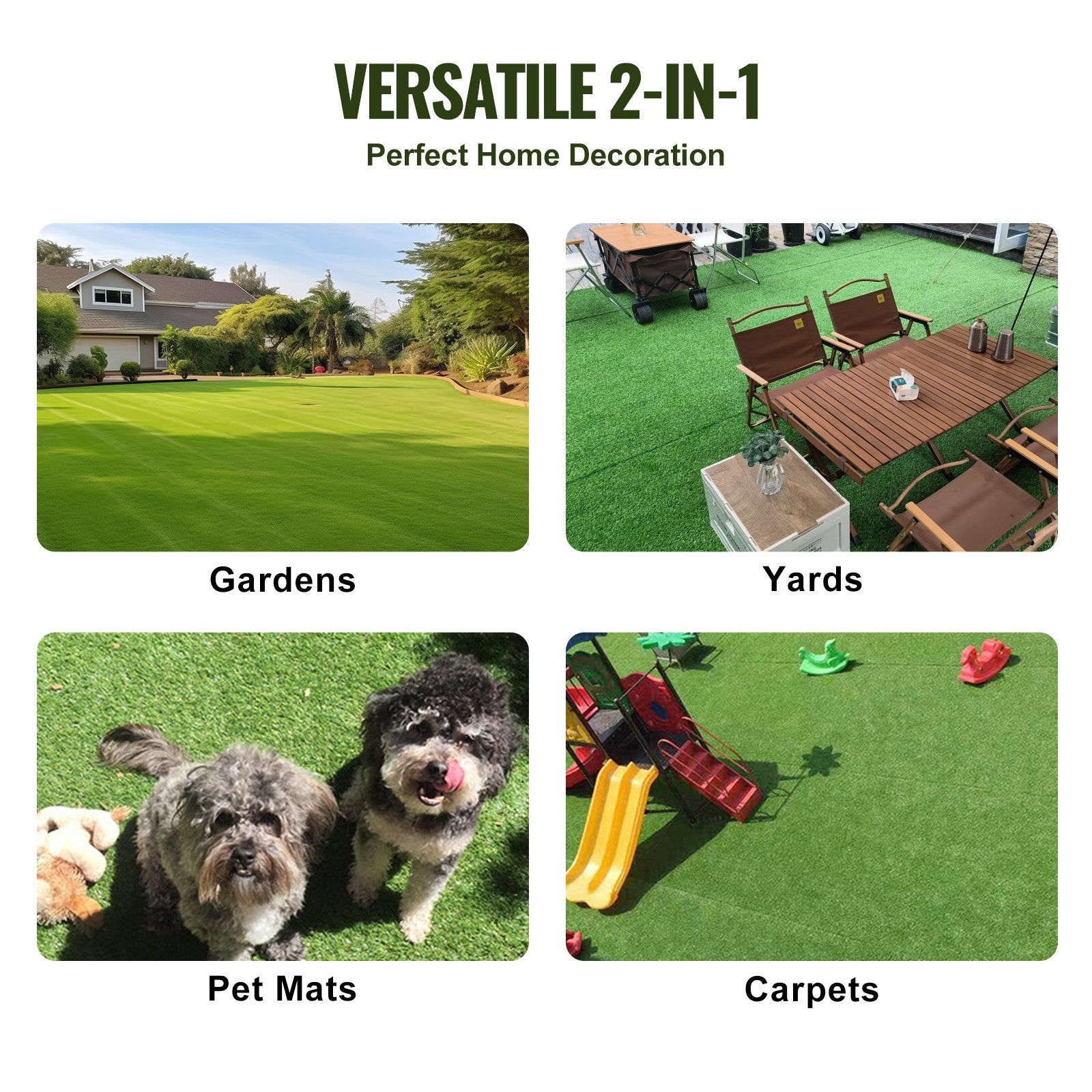 Outdoor Power Equipment: VEVOR Artifical Grass, 3 x 5 ft Rug Green Turf, 1.38" Fake Door Mat Outdoor Patio Lawn Decoration, Easy to Clean with Drainage Holes, Perfect For Multi-Purpose Home Indoor Entryway Scraper Dog Mats